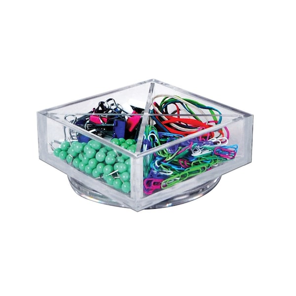 6'' Square Tray Four Compartment Revolving Desk Organizer